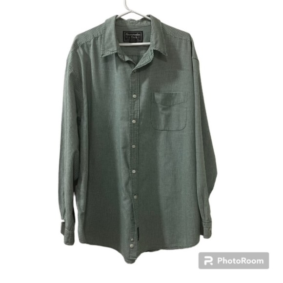 Abercrombie & Fitch Mens Green Gingham Checkered LS Button Down Shirt Sz XL - Picture 1 of 11